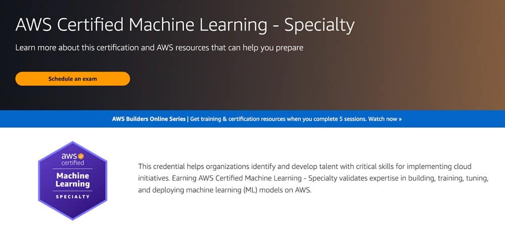 AWS Certified Machine Learning course title screenshot.
